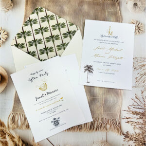Tropical Palm-Themed Wedding Invitation Set