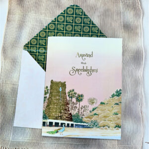 Traditional Temple-Themed Wedding Invitation